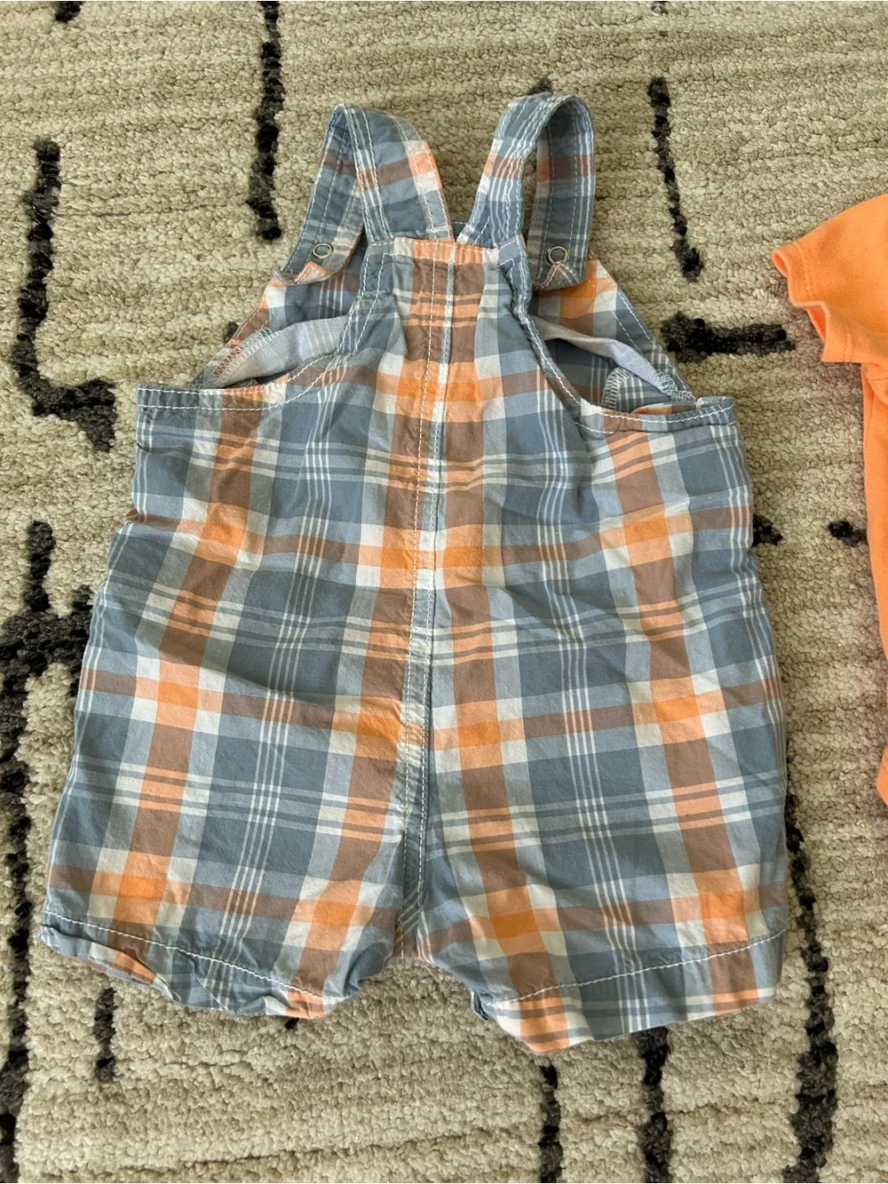 Carter’s Orange & Gray Plaid Shortalls for Baby 6 months - Picture 8 of 12
